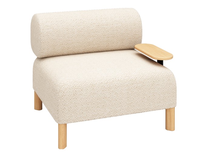 Pebble Single Seat Lounge + Table - Bone